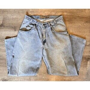 Levis Silvertab Jeans 34 x 30 Denim Blue Baggy Skate VTG Loose Pleats Mom Jeans